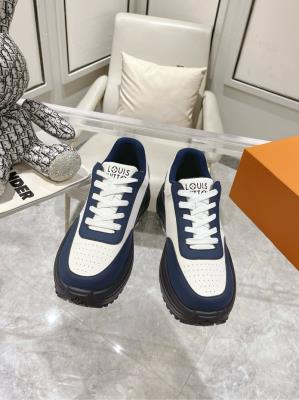 wholesale quality men's louis vuitton trainer navy blue white